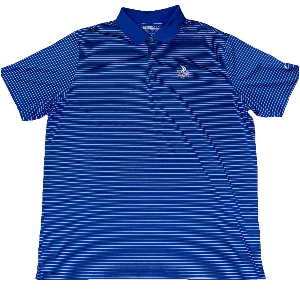 Nike Golf Dri Fit Polo Shirt Blue Striped Size XXL US Open 2015 Performance